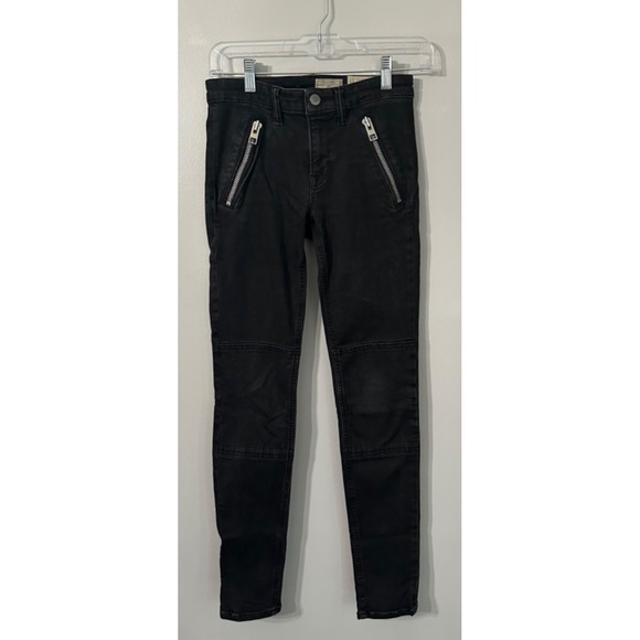 All Saints Jeans Racer Low Rise Skinny Fit Denim Pants Black Size 26 - Picture 2 of 7